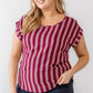 Plus Striped Short Sleeve Relax Top
