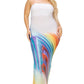 Plus sleeveless color gradient tube top maxi dress
