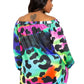 Electric leopard off shoulder bubble mini dress